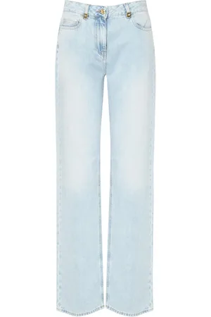 Elisabetta Franchi Straight Jeans, female, , Size: W28 Denim Palazzo Jeans with Jewel Details