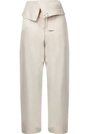 J.W.Anderson Straight Trousers, female, , Size: XS Ivory Silk Fold Over Trousers
