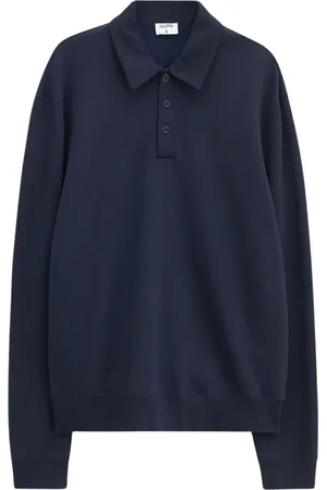 Filippa K Polo Shirts, male, , Size: XL Navy Polo Sweatshirt Ss25 Minimalist Elegance