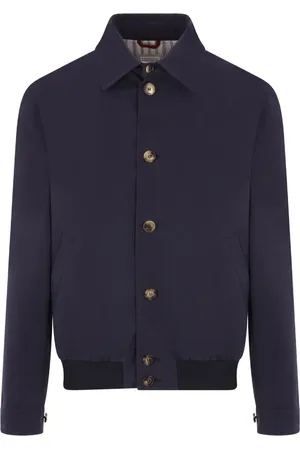 Brunello Cucinelli Light Jackets, male, , Size: XL Navy Cotton Bomber Jacket