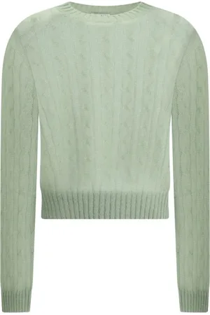 Brunello Cucinelli Round-neck Knitwear, female, , Size: XL Mohair and wool cable knit Sweater