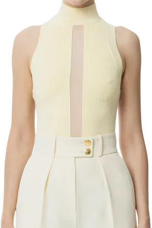 Elisabetta Franchi Sleeveless Tops, female, , Size: M Chic Tulle Insert Dress