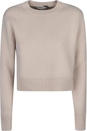 Lanvin Round-neck Knitwear, female, , Size: XS Neutral Knit Jumper
