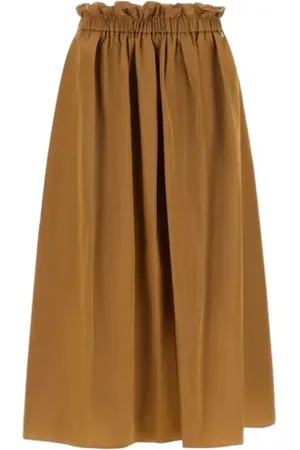 HERNO Midi Skirts, female, , Size: L Camel Taffeta Skirt with Zip Closure