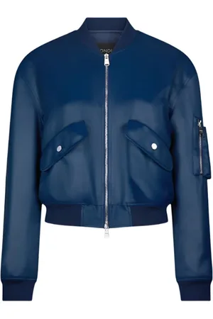 Dondup Bomber Jackets, female, , Size: M Indigo Cropped Satin Bomber Jacket