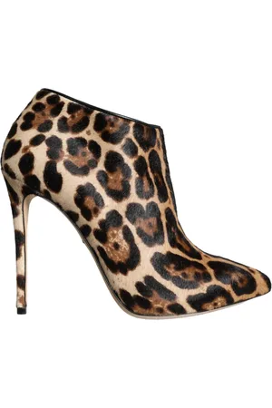 Dolce & Gabbana Heeled Boots, female, , Size: 7 1/2 US Leopard Print Calf Hair Heel Booties