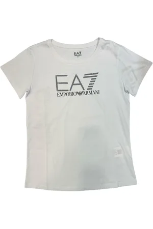 EA7 T-Shirts, female, , Size: L Slim Fit Cotton T-shirt with Round Neck and Short Sleeves
