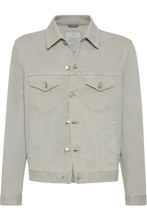 Brunello Cucinelli Denim Jackets, male, , Size: 6XL Buttoned Coat with Pockets