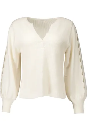 gustav V-neck Knitwear, female, , Size: M Shanne Sweater Ecru Stylish Model