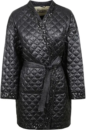 HERNO Winter Jackets, female, , Size: XS Quilted Jacket with V-neck and Sequin Details