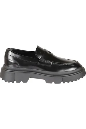 Hogan Loafers, male, , Size: 11 US Leather ridged-sole Loafers