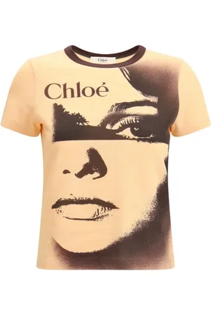 Chloé T-Shirts, female, , Size: M Maxi Face Ribbed Crew Neck T-shirt