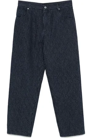 Fendi Straight Trousers, male, , Size: W34 Denim Stitching Allover Indigo Greggio
