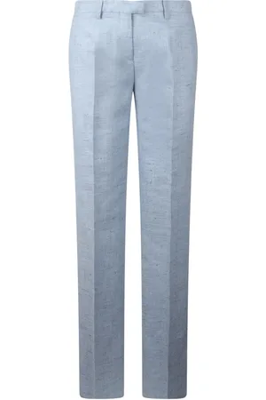 Etro Straight Trousers, female, , Size: XS Slub Check Linen Blend Trousers