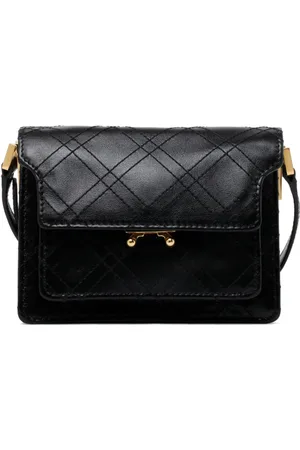 Marni Cross Body Bags, female, , Size: ONE SIZE Leather Shoulder Bag with Gold Hardware