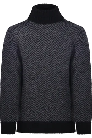OFFICINE GENERALE Turtlenecks, male, , Size: XL Black Herring Sweater