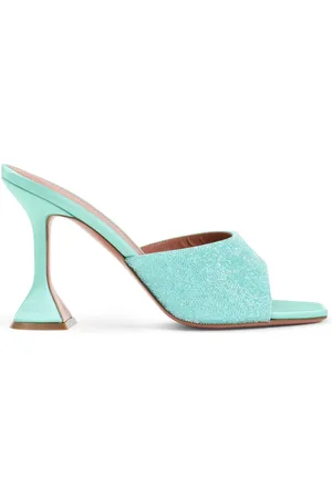 Amina Muaddi Heeled Mules, female, , Size: 6 US Satin Crystal Sandals Elegant Style
