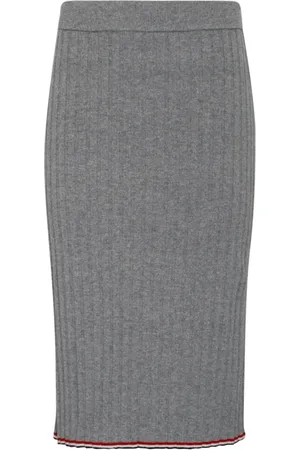 Thom Browne Pencil Skirts, female, , Size: 2XS Light Grey Cashmere Pencil Skirt