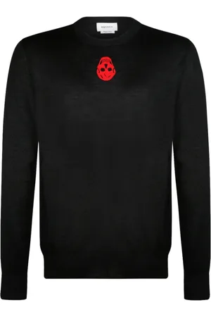 Alexander McQueen Round-neck Knitwear, male, , Size: 2XL Skull Logo Jumper Sweater