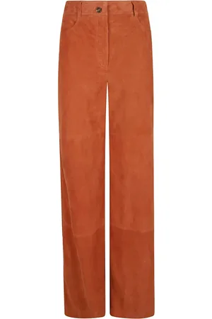 Alberta Ferretti Straight Trousers, female, , Size: S Leather Trousers