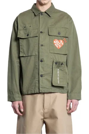 HUMAN MADE Light Jackets, male, , Size: XL Military Shirt with Graphic Logo Prints
