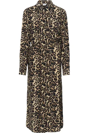 Kaffe Shirt Dresses, female, , Size: 3XL Leopard Print Shirt Dress