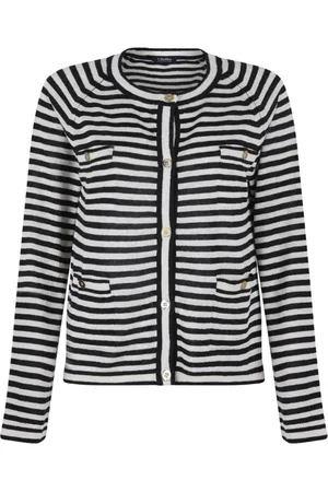 Max Mara Cardigans, female, , Size: S Black and White Linen Cardigan