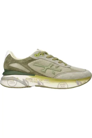 Premiata Sneakers, male, , Size: 8 US Grey Suede Sneakers with Green Details
