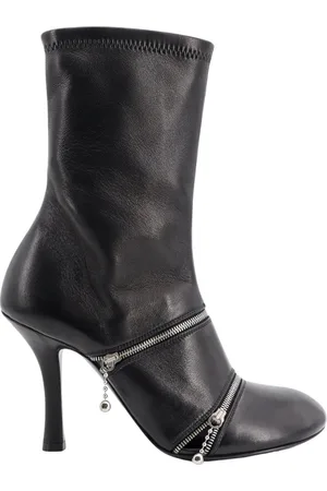 Burberry Heeled Boots, female, , Size: 8 US Leather Ankle Boots with Frontal Zip