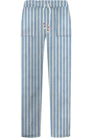 MC2 SAINT BARTH Straight Trousers, male, , Size: S Linen Long Trousers with Drawstring Fastening