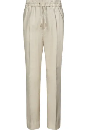BRIONI Straight Trousers, male, , Size: L Herringbone Drawstring Trousers