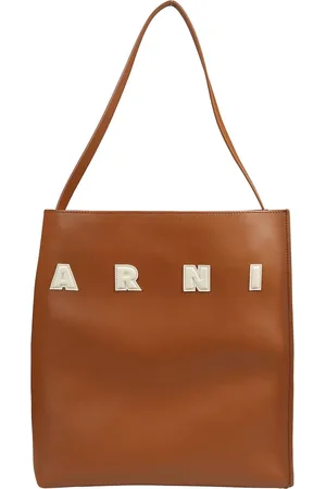 Marni Shoulder Bags, female, , Size: ONE SIZE Leather Shoulder Bag with Embossed Lettering
