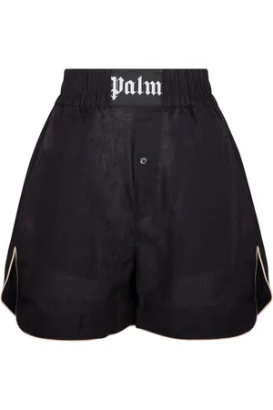 Palm Angels Short Shorts, female, , Size: M Linen Shorts with Logo Patch
