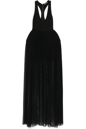DAVID KOMA Gowns, female, , Size: 2XS Pleated Evening Dress with U-neck