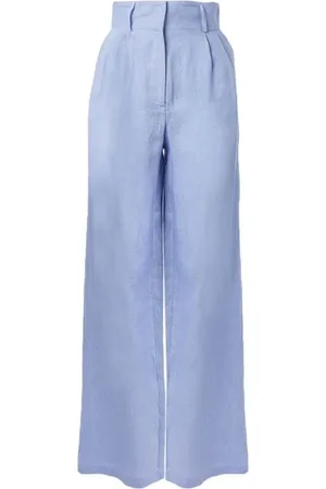 SIMONA CORSELLINI Wide Trousers, female, , Size: 2XS High-waisted linen palazzo pants