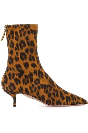 Aquazzura Heeled Boots, female, , Size: 7 1/2 US Leopard Print Montmartre Bootie Ankle Boots