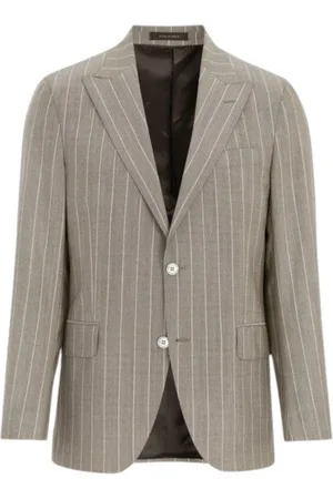Oscar Jacobson Blazers, male, , Size: L Striped Brown Wool Blazer