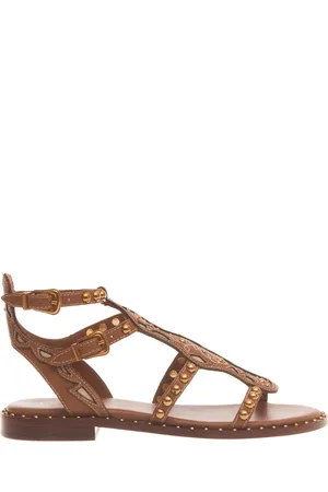 Ash Flat Sandals, female, , Size: 6 US Leather Sandals with Ankle Strap