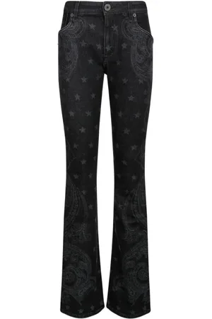Balmain Boot-cut Jeans, female, , Size: XS Star and Paisley Print Jeans