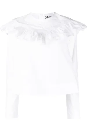 Ganni Blouses, female, , Size: XS Frill Blouse