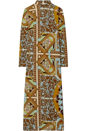 Tory Burch Midi Dresses, female, , Size: S Patterned midi dress with turtleneck