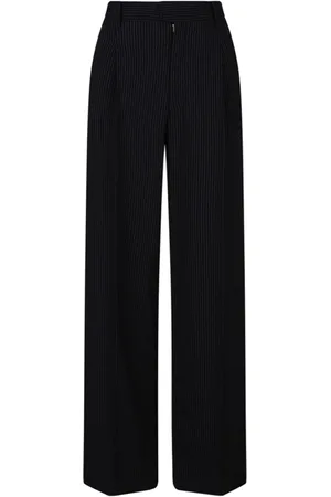 Isabel Marant Wide Trousers, female, , Size: XS Midnight Blue Pinstripe Tailored Trousers