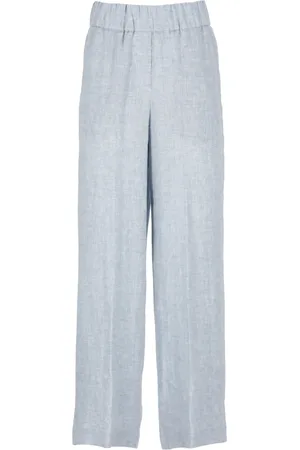 PESERICO SIGN Straight Trousers, female, , Size: 2XS Light Linen Elastic Waist Pants