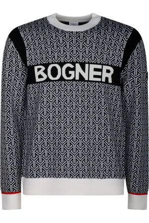 Bogner Round-neck Knitwear, male, , Size: L White and Jacquard Sweater