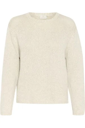 Kaffe Round-neck Knitwear, female, , Size: M Simple Knit Pullover Sweater Turtledove Melange