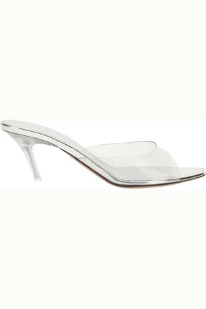 Amina Muaddi Heeled Mules, female, , Size: 6 US Transparent Glass Heel Sandals
