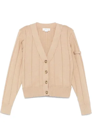Victoria Beckham Cardigans, female, , Size: S Ribbed Cardigan with Button Closure