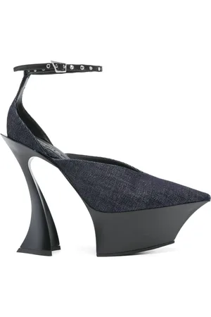 MUGLER Pumps, female, , Size: 9 US Midnight Blue Buckle-Strap Shoes