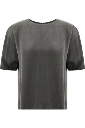 Giorgio Armani T-Shirts, female, , Size: M Satin Top Elegant Crew Neck