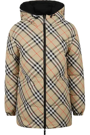 Burberry Winter Jackets, female, , Size: S Checked Hooded Reversible Down Jacket